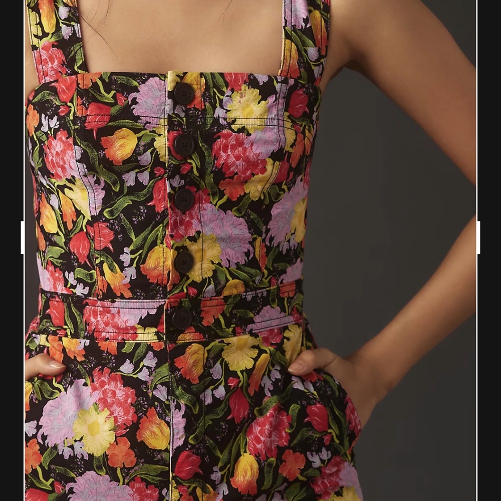 Yukiko Noritake Portside Button-Front Romper by Maeve Anthropologie shorts